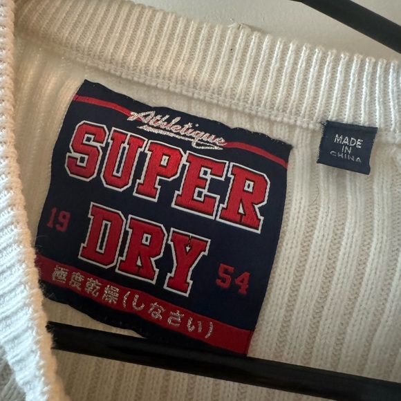 Superdry White Cotton Creck Sweater - Picture 4 of 6